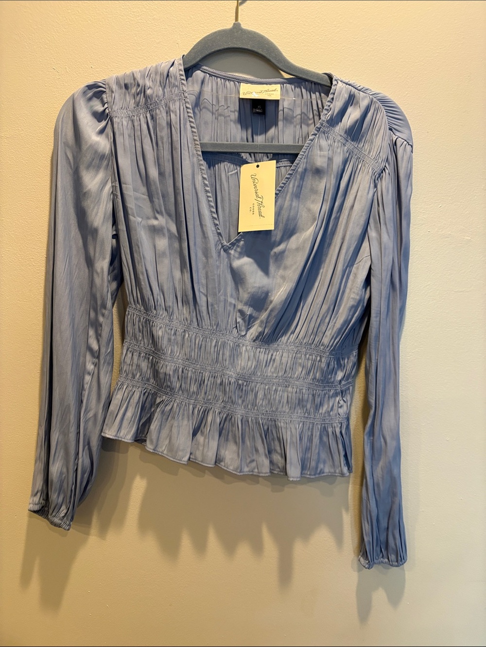 Universal Thread Light Blue Smocked Peplum Top